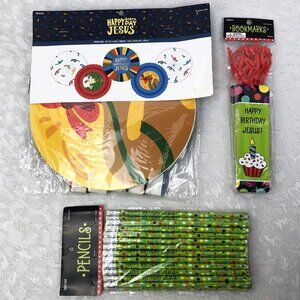 Hobby Lobby “Happy Birthday Jesus” Party Set: Paper Fans, Pencils, Bookmarks NWT